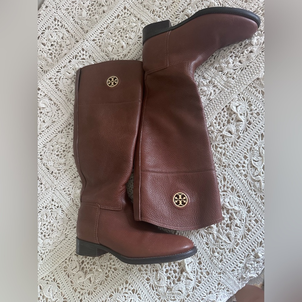 Tory Burch Women's Leather Riding Boots, Brown, Size 6